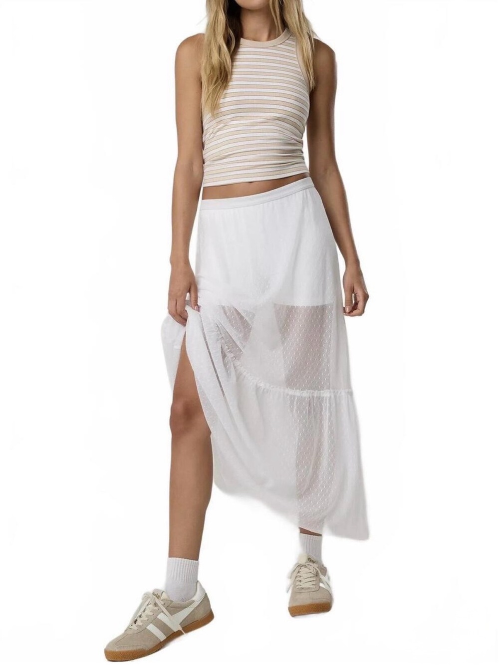 *NEW* Offline by Aerie Tiered Dot Mesh Maxi Skirt - XS